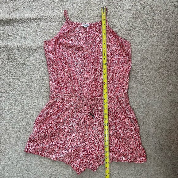 Splendid Romper Women’s Medium Red And White Rayon Drawstring Spaghetti Strap - Picture 12 of 16